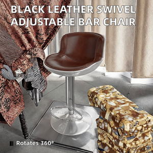 Housse arrière industrielle <span class=keywords><strong>en</strong></span> cuivre PURUO OEM ODM, <span class=keywords><strong>cuir</strong></span> <span class=keywords><strong>véritable</strong></span> noir, pour <span class=keywords><strong>tabouret</strong></span> <span class=keywords><strong>de</strong></span> <span class=keywords><strong>bar</strong></span> pivotant, stable, réglable <span class=keywords><strong>en</strong></span> hauteur, pour comptoir et <span class=keywords><strong>bar</strong></span> à domicile - Product Image 2