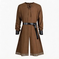 Tunique de Chevalier Templier Renaissance avec Ceinture, Costume de Scène Rétro Viking Pirate