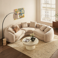 Canapé modulaire incurvé moderne en tissu bouclé, canapé sectionnel nuageux, mobilier de salon, crème, 3 places, ensemble de canapés organiques en arc