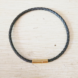 Red <b>Braided</b> Leather Bracelet 3Mm Gold Clasp Fashion Wrap Jewelry Yiwu Origin - Product Image 2