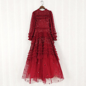 <span class=keywords><strong>Abito</strong></span> Vintage dolce da donna <span class=keywords><strong>abito</strong></span> lungo festa da sera occasione speciale da donna con paillettes con <span class=keywords><strong>motivi</strong></span> floreali <span class=keywords><strong>rosa</strong></span> abiti rossi - Product Image 1