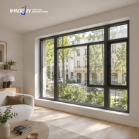 Fenêtre à battant contemporaine en aluminium, thermolaquée couleur personnalisée avec moustiquaire pour usage résidentiel