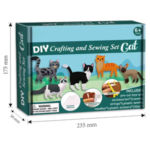 Kit de couture DIY en peluche de laine pour chat 2025 pour enfants de 4 à 6 ans, ensemble d'artisanat d'animaux en peluche faits à la main, jouet éducatif, création de chat en peluche - Product Image 2