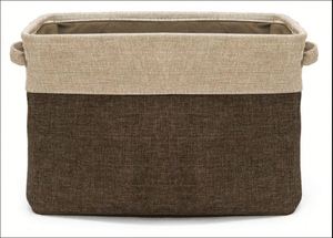Sturdy Linen Fabric Foldable Basket With Handles for Organizing Closet <b>Storage</b> Large Collapsible Organizer Basket Set Bin <b>Box</b> - Product Image 4
