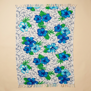 Pareo Boho con Estampado Floral, Vestido Maxi Holgado Tejido para Verano, Estilo Casual Transpirable con Bordes Deshilachados - Product Image 1