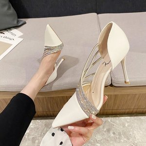Women's Shallow Hollow Strap Rhinestone Stiletto Heels New Pointed Toe Summer Fairy Fashion OL Sandals Sexy Outdoor Wholesale - Product Image 2