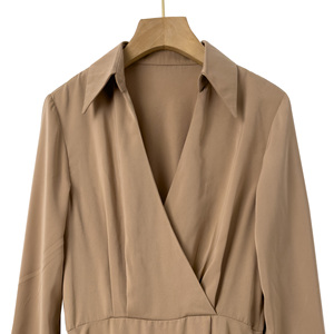 Vestido largo coreano <span class=keywords><strong>de</strong></span> oficina Bazin Rich sólido Formal para <span class=keywords><strong>mujer</strong></span> <span class=keywords><strong>de</strong></span> talla grande elegante para <span class=keywords><strong>mujer</strong></span> caqui <span class=keywords><strong>cortavientos</strong></span> Maxi Casual Vintage vestido - Product Image 3