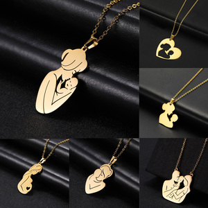 Famiglia mamma e bambino ciondolo festa della mamma collana <span class=keywords><strong>gioielli</strong></span> in acciaio inossidabile per le donne moglie uomini materni famiglia fascino regali d'amore - Product Image 2