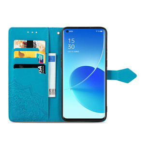 Funda de cuero con tapa para <span class=keywords><strong>OPPO</strong></span> Reno11 10 Pro Plus <span class=keywords><strong>5G</strong></span> Reno6 <span class=keywords><strong>Z</strong></span> Reno5 F <span class=keywords><strong>Reno4</strong></span> Reno3 A1K A12 A15 A53 A16 Mandala en relieve funda tipo billetera - Product Image 4