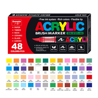 48 Warna Guangna Spidol Akrilik Cair Langsung dengan Ujung Presisi untuk Melukis Figur Mini, Model, dan Touch Up, Tinta Permanen