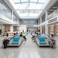 Chaise d'attente d'hôpital personnalisable, bleue, rembourrée, avec structure en acier, banquette rattachée, pour hall de clinique, chaise médicale en rangée, pour patients externes, OEM