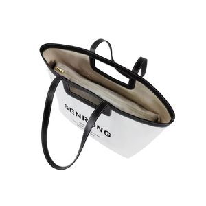 Bolsa de Lona Grande (Más de 50 cm) con Asa de Cuero y Logotipo Personalizado, Cierre de Doble Cremallera, Patrón de Letras, Bolsa Pequeña - Product Image 2