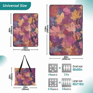 Hawaiian Tropical <b>Leaves</b> Oversized BBQ Blanket Waterproof Picnic Quilted Washable Camping Mat Foldable Picnic Bag - Product Image 2