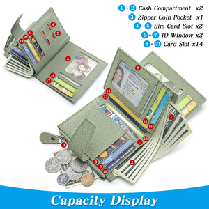 Portafogli e Borsette in Vera Pelle per Donne, <span class=keywords><strong>Grande</strong></span> Capacità, <span class=keywords><strong>Portafoglio</strong></span> in Pelle Bovina con Blocco RFID - Product Image 3