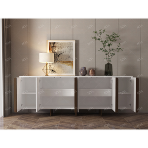 <span class=keywords><strong>Aparador</strong></span> de 6 puertas <span class=keywords><strong>blanco</strong></span> con acabado <span class=keywords><strong>mate</strong></span> NOVA para muebles de comedor, gabinete de buffet con puertas de cierre suave, gabinetes de almacenamiento de madera - Product Image 3