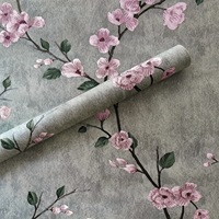 Papier peint en tissu non tissé imprimé en 3D avec motif de fleurs d'émeraude, résistant à l'humidité, auto-adhésif, design européen, épaisseur de 2 mm, chambre à coucher, salon