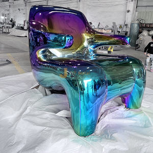 ประติมากรรมสแตนเลสขัดเงาสมัยใหม่ J272 สำหรับตกแต่งบ้านตัวอย่าง ห้องนั่งเล่น ที่นั่งโลหะ ตกแต่งแบบนามธรรม - Product Image 1