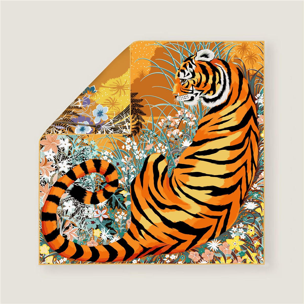 Foulard Soie Imprimé Tigres - France