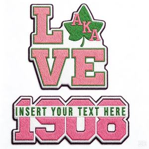 Patchs thermocollants en chenille brodés en 3D écologiques Alpha <span class=keywords><strong>Kappa</strong></span> Alpha pour sororité, lettres et badges grecs roses et verts pour vêtements - Product Image 5