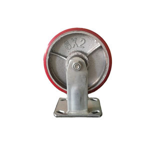 Hoch leistungs <span class=keywords><strong>100mm</strong></span> 125mm 150mm 200mm Industrie platten rollen Starrer Gusseisen kern Rotes PU-Rad - Product Image 2