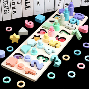 Offerta Speciale: Gioco Educativo Montessori 3-in-1 con Puzzle in Legno, Tavola Logaritmica e Forme Geometriche, Giocattolo per Bambini con Puzzle Numerico Fai-da-Te, Confezione in Scatola - Product Image 2