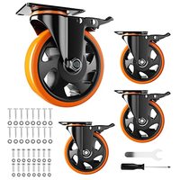 Roues pivotantes de 4 pouces, roulettes de service moyen avec frein, 2200 livres, roulettes industrielles pivotantes à plaque supérieure verrouillable
