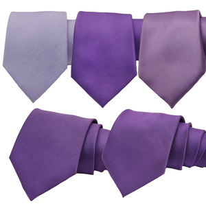 Wholesale <strong>Ties</strong> in Stock 20 Pcs MOQ Classic Purple Solid Color Series Men's Necktie Polyester Woven Skinny Business Neck <strong>Tie</strong> - Product Image 1