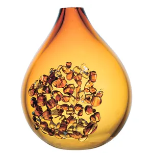 Bohemia amber table wholesale diamond dot appearance vases glass & crystal vases luxury flower
