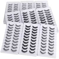 Lot de 10 paires de cils vaporeux à bandes en vrac, aspect naturel, faux cils en vison