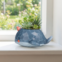 Pot Tanaman Sukulen Mini Bentuk Hewan Custom Roogo Desain Kreatif Paus Dekorasi Rumah Pot Bonsai untuk Aplikasi Taman Dekorasi Seni