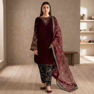 Vestido Casual para Mujer con Kurta, Pantalones Dhoti y Dupatta Bordada - Product Image 3