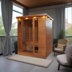 SS-300T Gần Hồng Ngoại LED Hồng Ngoại Tắm Hơi <span class=keywords><strong>3</strong></span> Người Tourmaline Đá Ánh Sáng Màu Đỏ Điều Trị Bảng Điều Chỉnh Hemlock Bằng Gỗ Di Động Phòng Tắm Hơi - Product Image 5