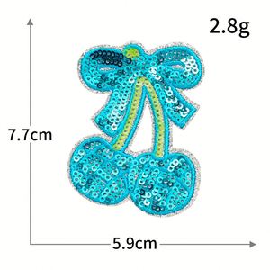 Factory Sale Kawaii Colorful Sequin Embroidery Iron on Cherry <b>Bow</b> Patch for Tshirt Bag Hat Decoration - Product Image 6