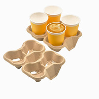 Plateau à emporter 	 Plateaux à gobelets en pulpe biodégradable, porte-gobelets 4 places, support jetable pour boissons, plateau à emporter recyclé