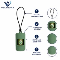 Distributeur de sacs à déjections pour animaux de compagnie, vert sauge, avec cordon élastique, support portable et rechargeable pour sacs à crottes de chien, 50g