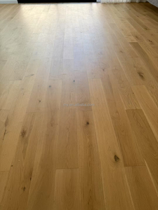 Plancher en bois dur d'intérieur en chêne blanc cognac durable de 20/6 mm d'épaisseur, plancher en bois d'ingénierie brun fumé teinté au chaux - Product Image 3