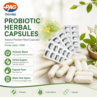 Capsules de suppléments à base de plantes probiotiques naturels OEM Capsule blanche remplie de poudre PAG ou de marque privée