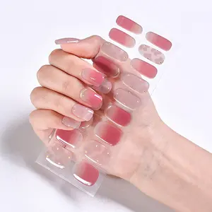 nail supplier Summer Custom semi cured gel nail art decoration polish wraps sticker