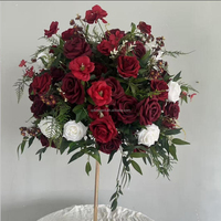 EG-M90 Centre de table de luxe pour mariage, décoration florale en soie, rose artificielle, corail champagne, rose blush, rouge, centre de table floral