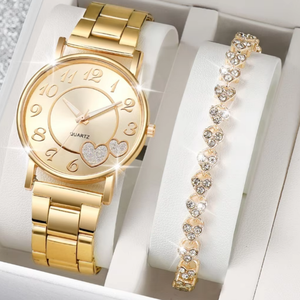 New <strong>women's</strong> <strong>watch</strong> <strong>set</strong>: Light luxury and versatile quartz <strong>watch</strong>, bracelet, ring, stud necklace, heart <strong>set</strong> <strong>watch</strong> - Product Image 5