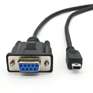 D-sub 9 פינים RS232 נקבת 5 פינים מיני USB 2.0 סידורי מתאם כבל