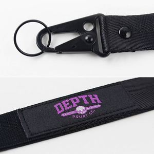 Factory Design Woven Embroidered Patch Short Eagle Hook Keychain <b>Lanyard</b> Motorcycle Wrist <b>Lanyards</b> With Logo Custom - Product Image 2
