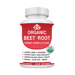 Extrait de racine de betterave, complément de vitamine C, stimule l'énergie et la santé digestive, pour adultes, 60 capsules - Product Image 1