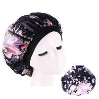 Gorro de Dormir Unisex al por Mayor con Banda Ancha y Estampado Floral, Gorro de Satén para Uso Diario en Todas las Estaciones