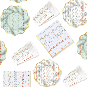 DAMAI Floral Paper <b>Plates</b> and Napkins Party Floral Party Supplies Baby <b>Shower</b> Dinnerware Sets for 8 Guests - Product Image 3