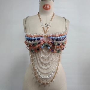 Viviblook Z602TP02 New Y2k Summer New Jewel Corset <b>Body</b> Chain Girl <b>Bra</b> <b>Backless</b> Halter Bead Strapless Crop Top for Women - Product Image 6