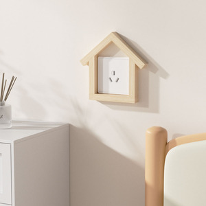 Wood <b>Light</b> Switch Cover House Shape Pine Modern Simple Wall Socket Decorative <b>Panel</b> For Home Interior - Product Image 4