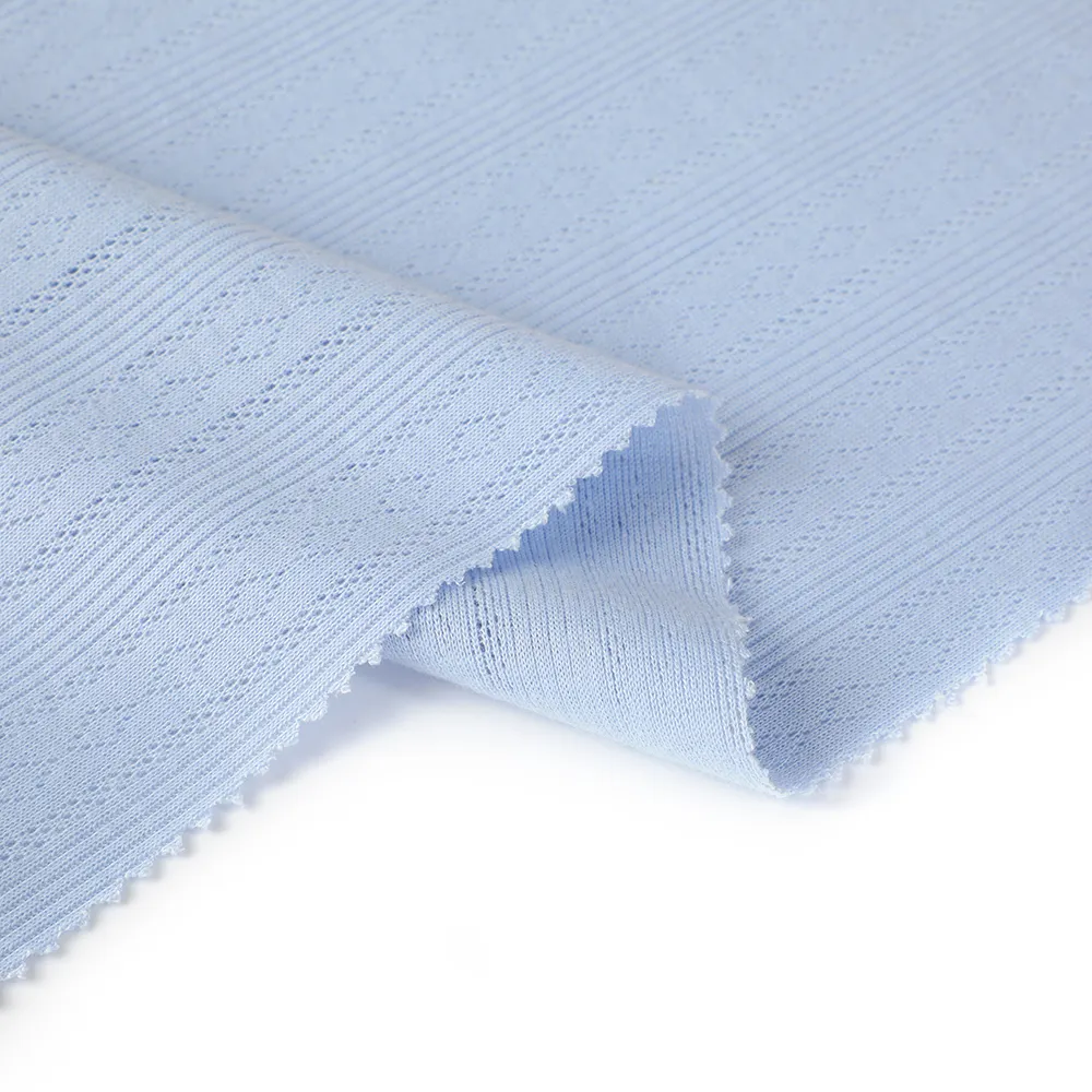 Blue color good hand feel 100%polyester knitted jacquard rib fabric
