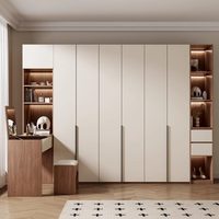 Bureau d'angle intégré avec armoire en bambou, meuble de chambre moderne et simple à assembler, portes battantes en bois massif, durable
