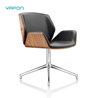 Chaise longue pivotante avec cadre en cuir et bois pour le bureau de l'hôtel ou le salon Chaise de chambre de style loisirs